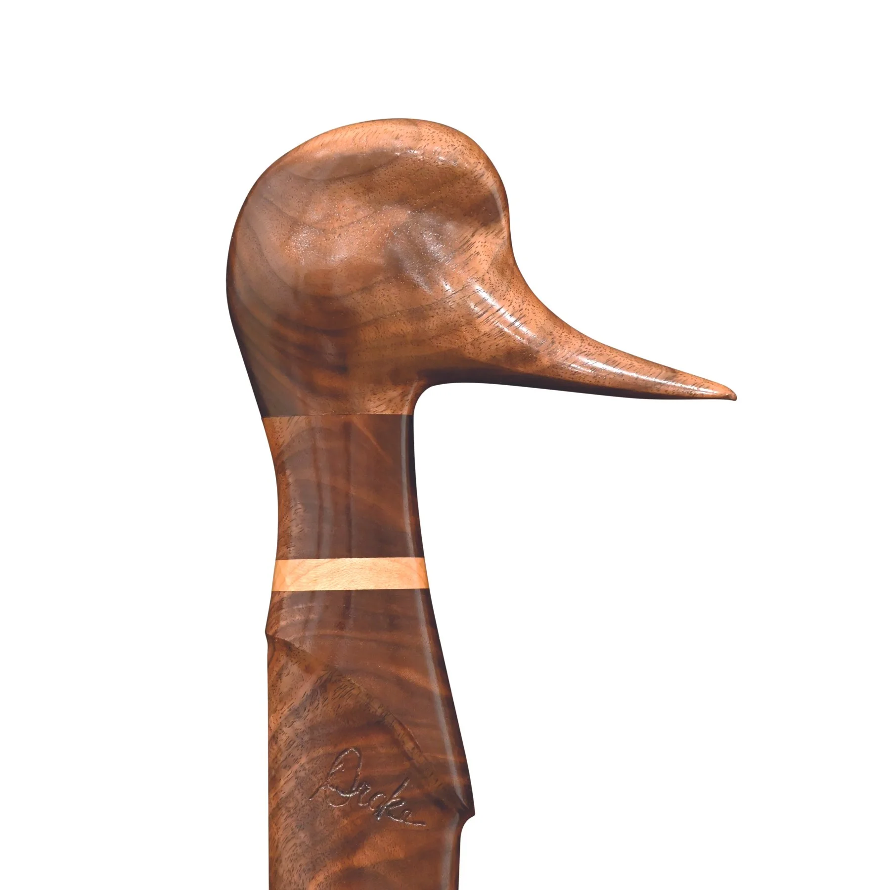 Walnut Mallard-Bust Walking Cane