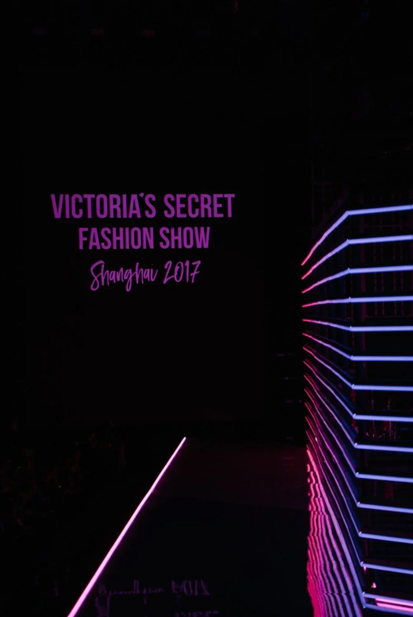 Neon-lit stage at the Victoria's Secret Fashion Show, Shanghai 2017 — Shanghai fashion and portrait photography | Victor Marvillet photographer