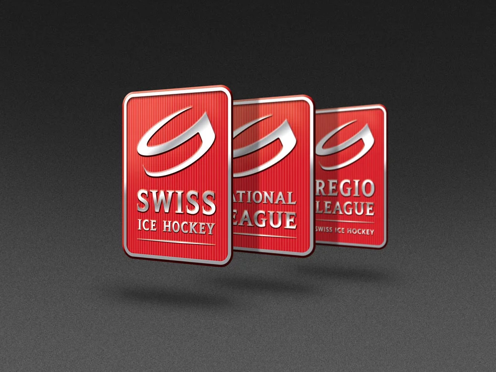  Official logos of Switzerland's three ice hockey leagues. 