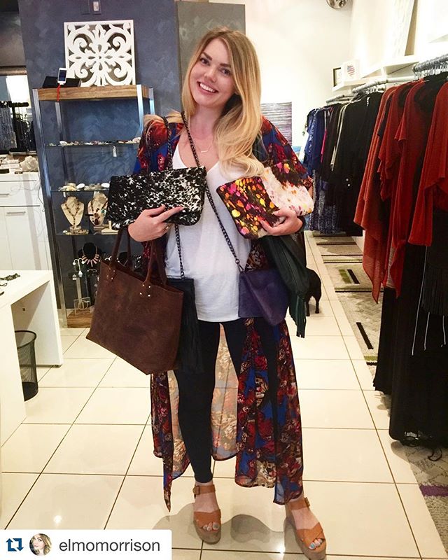 #Repost @elmomorrison with @repostapp.
γ»γ»γ»
First day of trunk show = success! ππππ @abiferrin @morrisonhandbags #custom #leather #handbags #dallas #local #designer #westvillage
