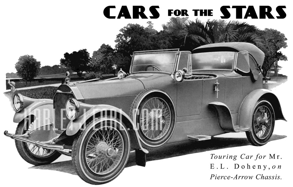 Oil tycoon Edward Doheny along with many other first families of Hollywood's new cinematic world seek out custom cars by HJE.
