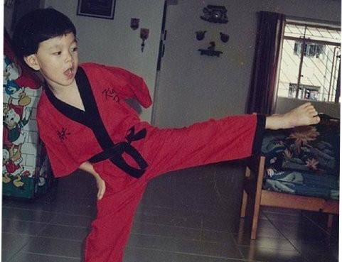 Young Shamus practicing martial arts