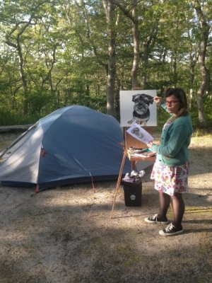 Painting "Frankie" at Nickelson State Park Campground in Brewster, MA.