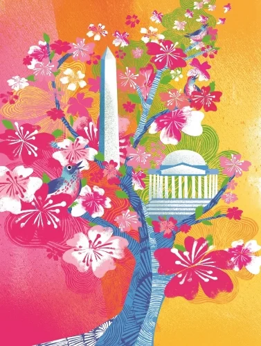 Poster created by 2015 National Cherry Blossom Festival Official Artist Jing Jing Tsong./Image from National Cherry Blossom Festival