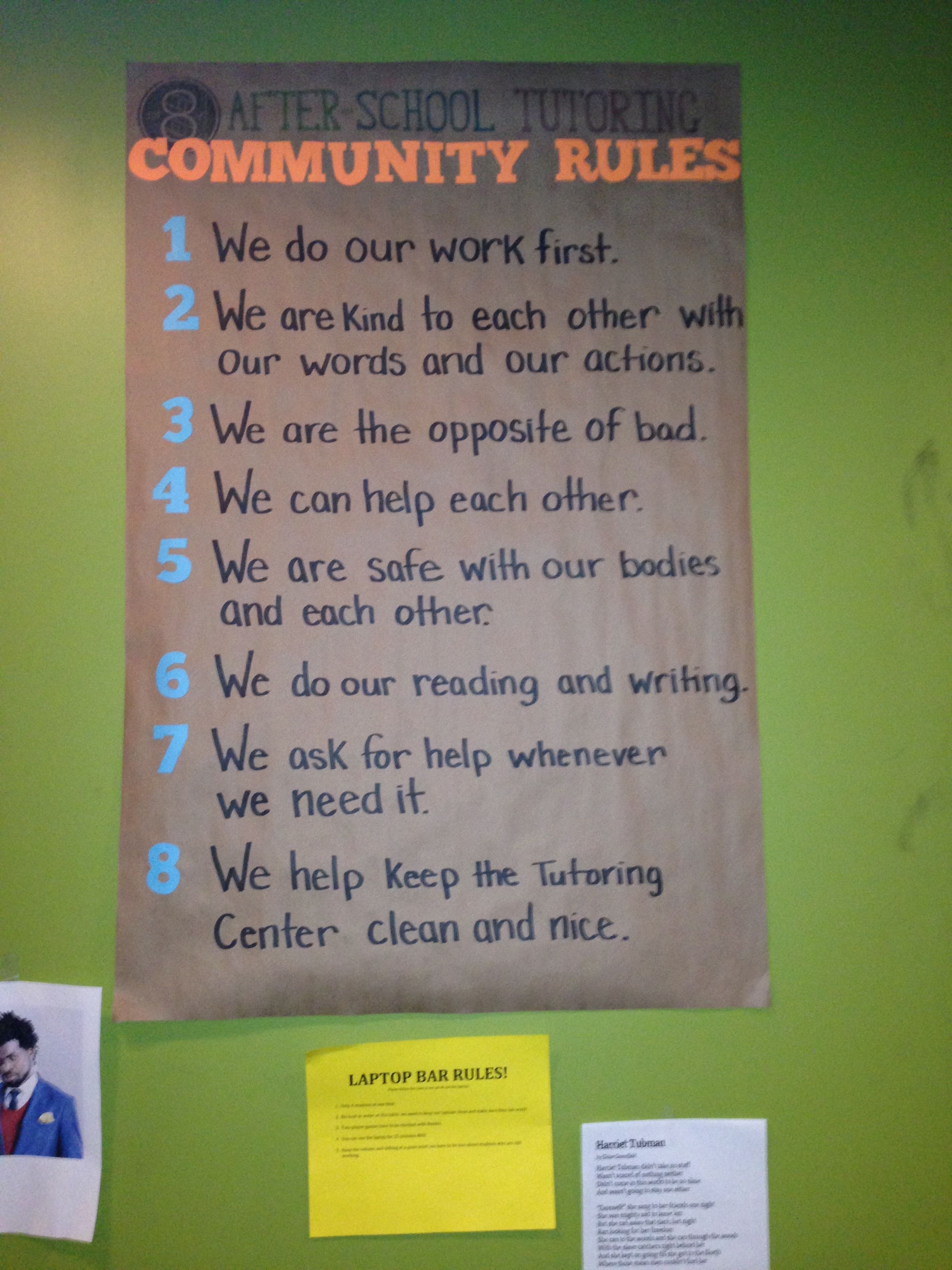  Community rules for 826DC. Personal favorite: "We are the opposite of bad."&nbsp; 