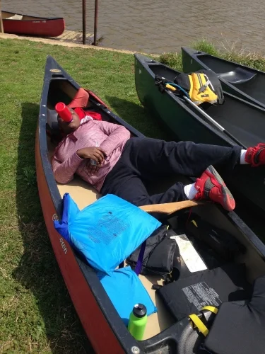 Relaxing before paddling