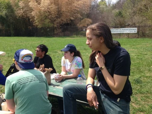 Foreground: Barvona. Background: Claire, April Martin, director of development, City Kids Wilderness Project