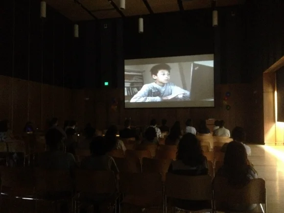 A film is shown at the Gandhi Brigade Youth Media Festival 