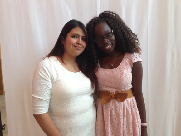 Noemi Sanchez and Prusse Kakpova, Gandhi Brigade youth mentors./Photo by Holly Leber