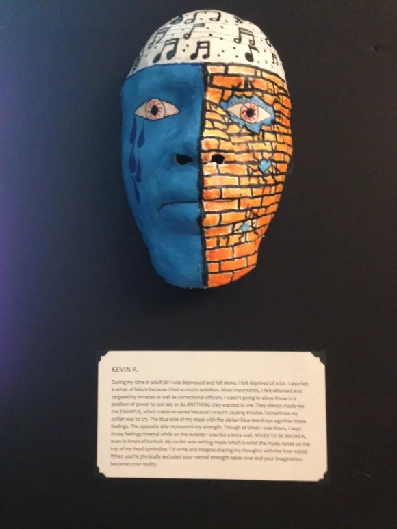 Mask created for Just Kids' Art with a Story, a project by nine young Marylanders who were charged as adults and incarcerated before the age of 18/Photo by Holly Leber