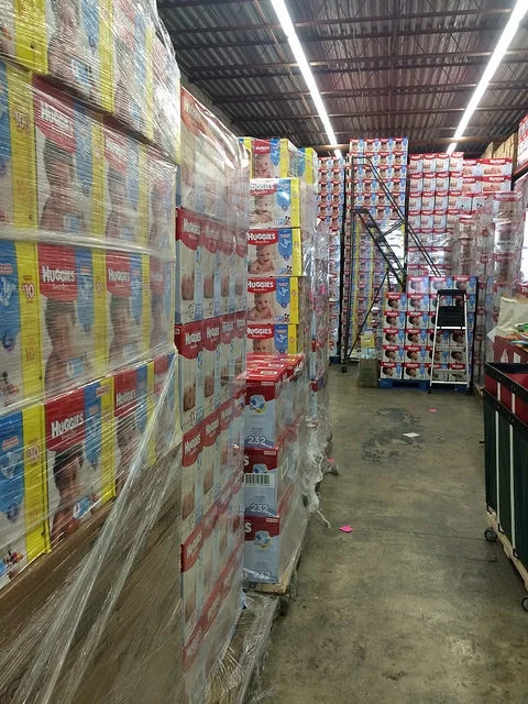 Diaper donations in the DC Diaper Bank Warehouse/ Photo courtesy of DC Diaper Bank