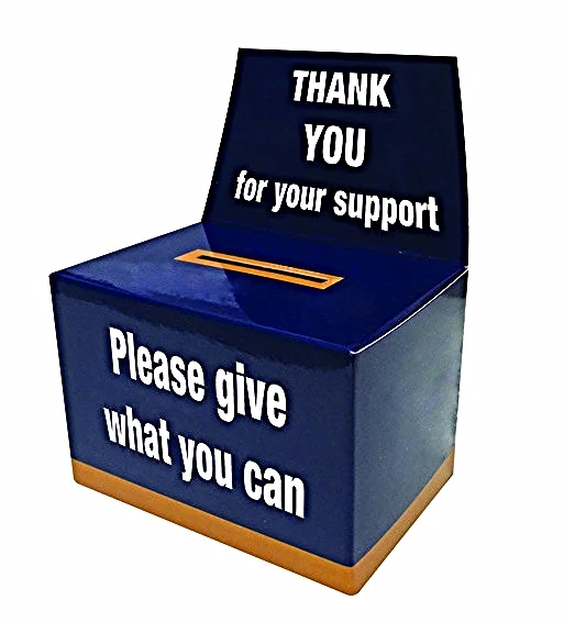 You can't keep this sort of charity box in your pocket
