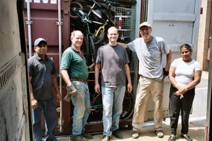 The first container to ship to Sri Lanka in 2005/ Photo courtesy of Bikes for the World