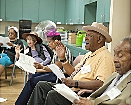 Participants act out parts during a Marvelous Musicals program at Alexandria Adult Day Services Center. (Photo Stephanie Williams)/Photo source: AFTA