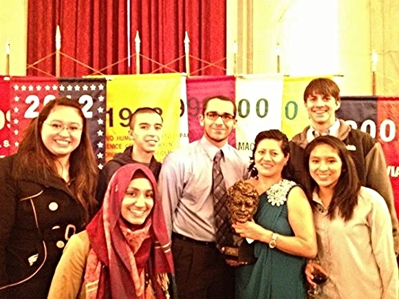 Students with Librada Paz (holding her Robert F. Kennedy Human Rights Award/Photo contributed by Katie Gould