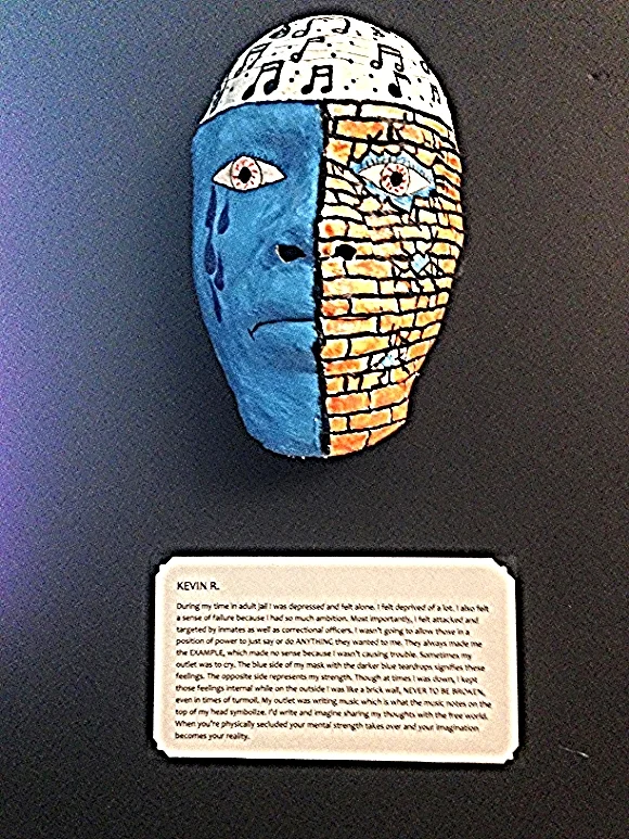 Mask created for Just Kids' Art with a Story, a project by nine young Marylanders who were charged as adults and incarcerated before the age of 18/Photo by Holly Leber