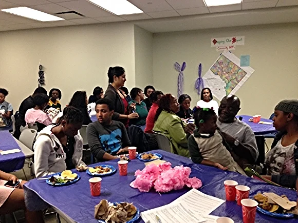 Brainfood MVP students and their families share a meal to commemorate the end of the program/Photo by Holly Leber