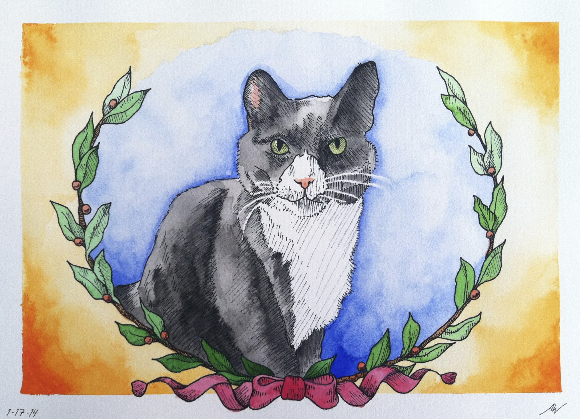 Rocky 11 x 14 pen and watercolor 2013 NFS