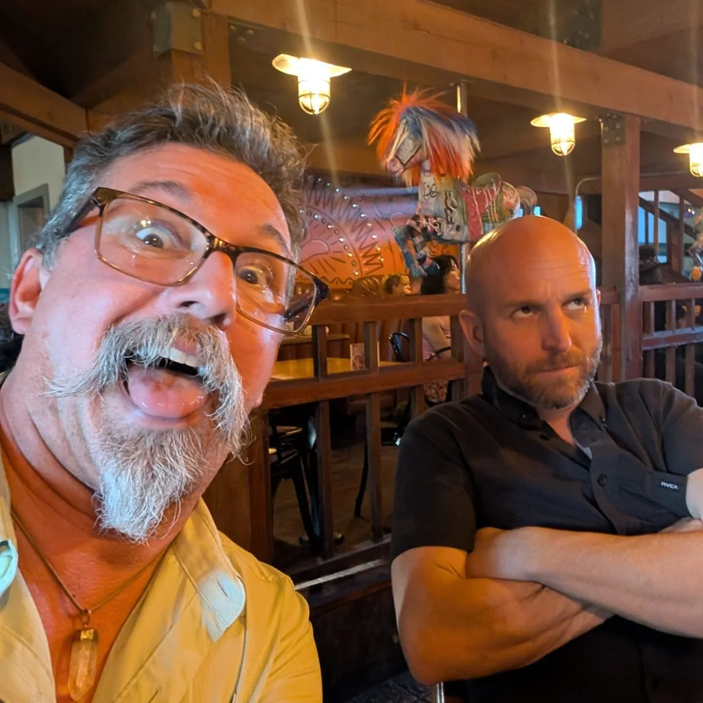 Caption this. 🤣

Getting ready for some open mic shenanigans at @thebackyardsocialclub !