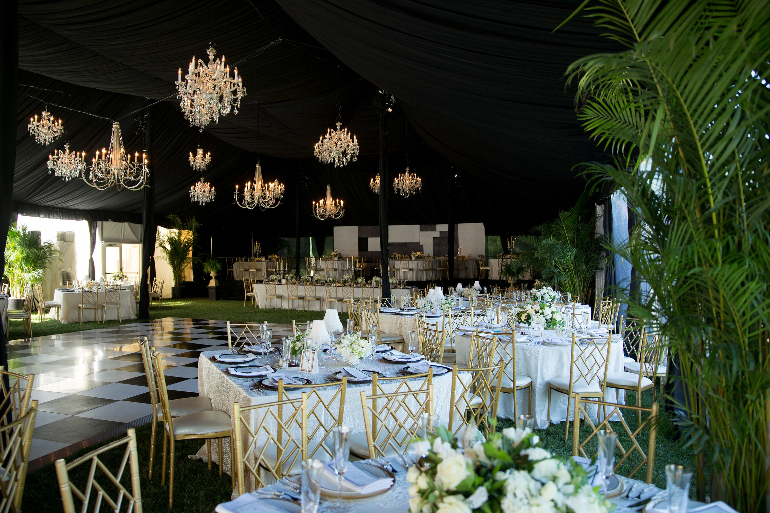 Tropical outdoor wedding reception inspiration