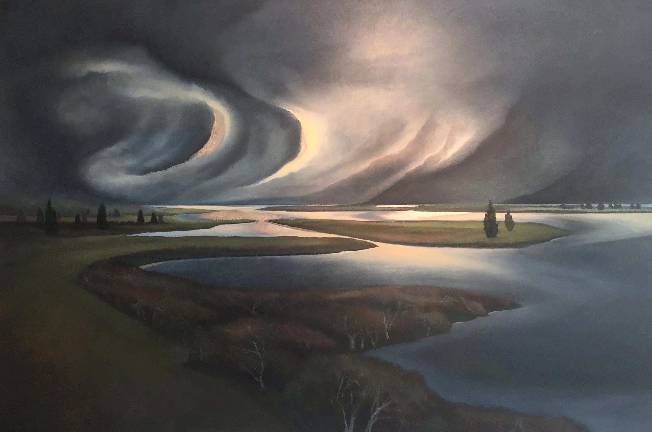 Storm V Oil, 23kt gold leaf on wood panel 32" x 48" SOLD