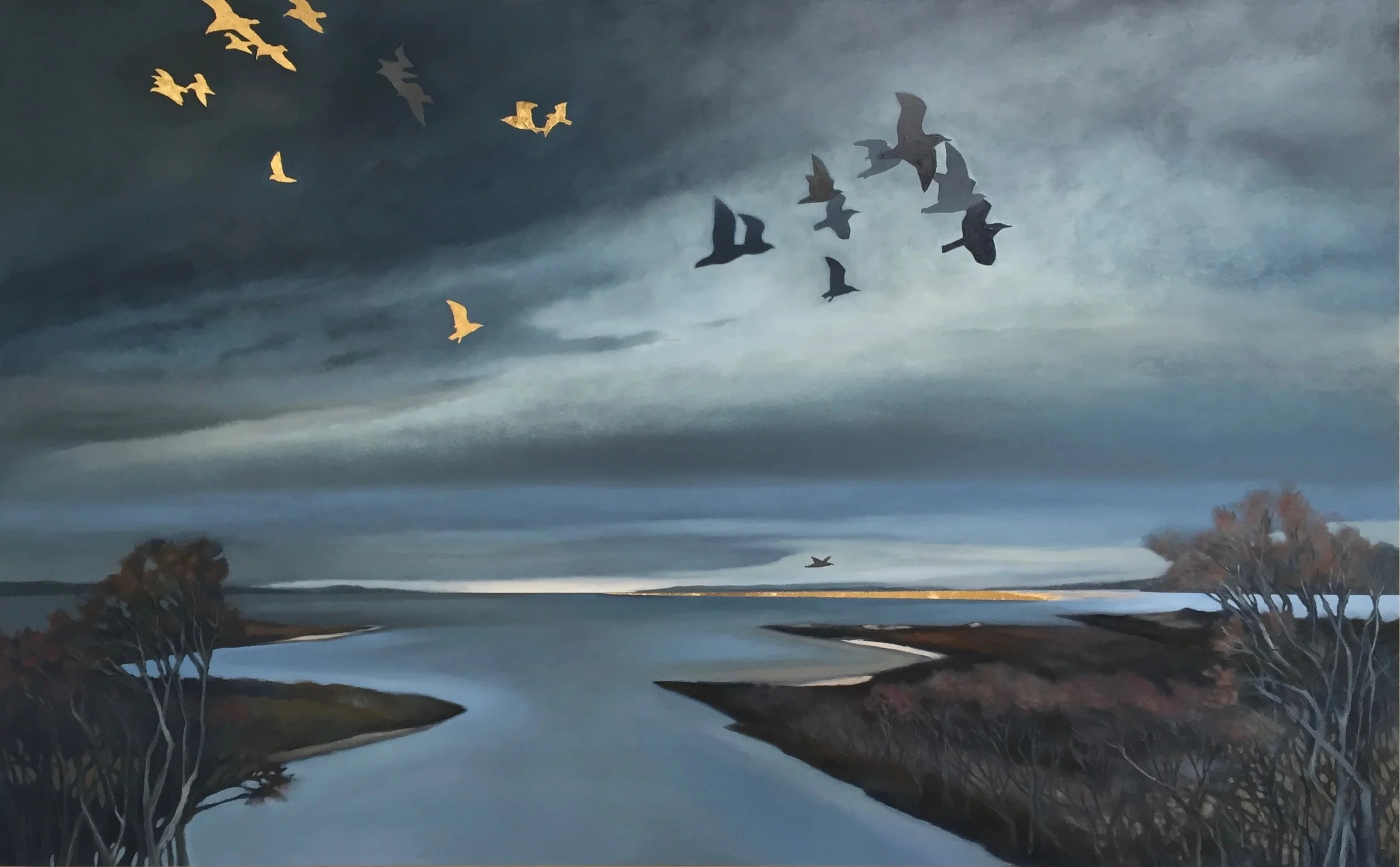 65" x 40" Oil, 22kt gold leaf on wood panel SOLD