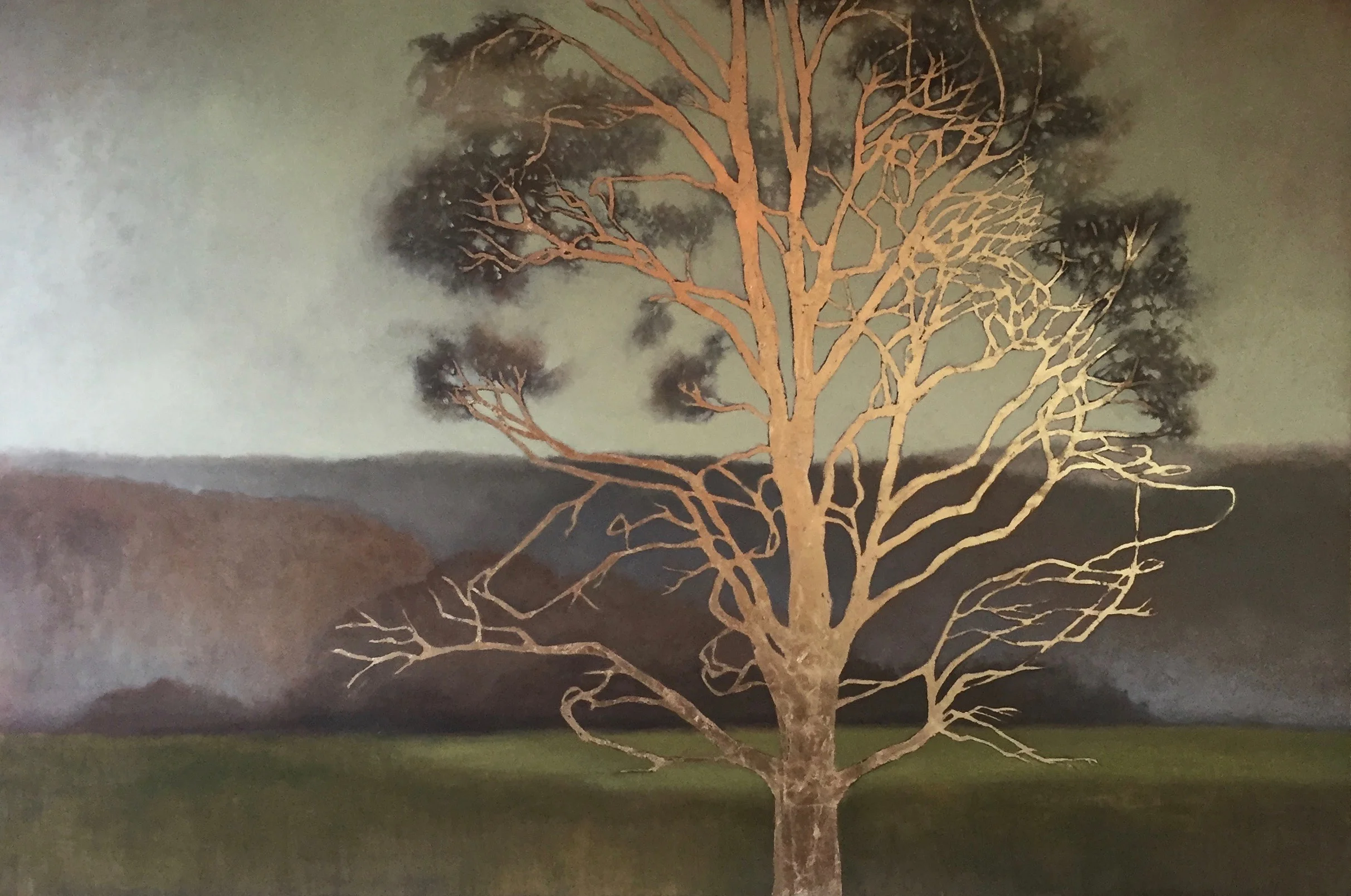 Dutch Elm 48” x32” Oil, 23kt gold leaf on wood panel SOLD