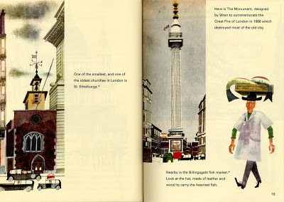 Sasek, Interior spread. Man with fish-carrying hat.