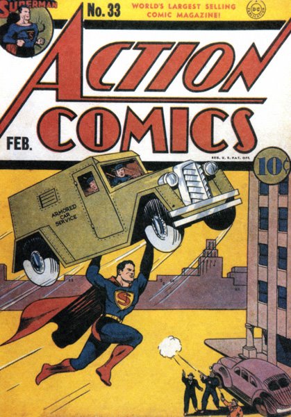 Joe Shuster, cover, Action Comics #33, February 1939