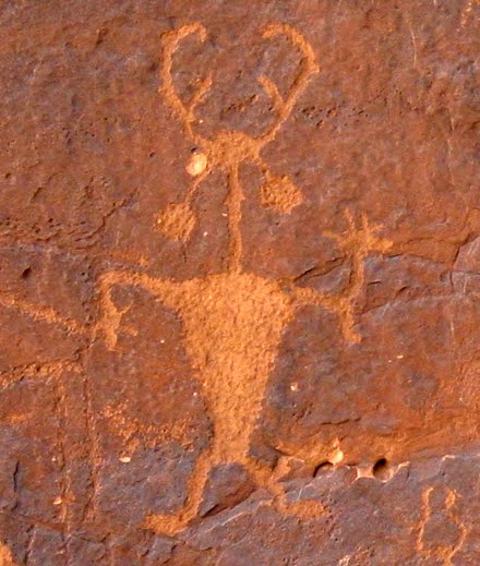 Moab Man, Fremont Culture Petroglyph, circa 1000 CE, Moab, Utah, photograph by DB Dowd, 2008