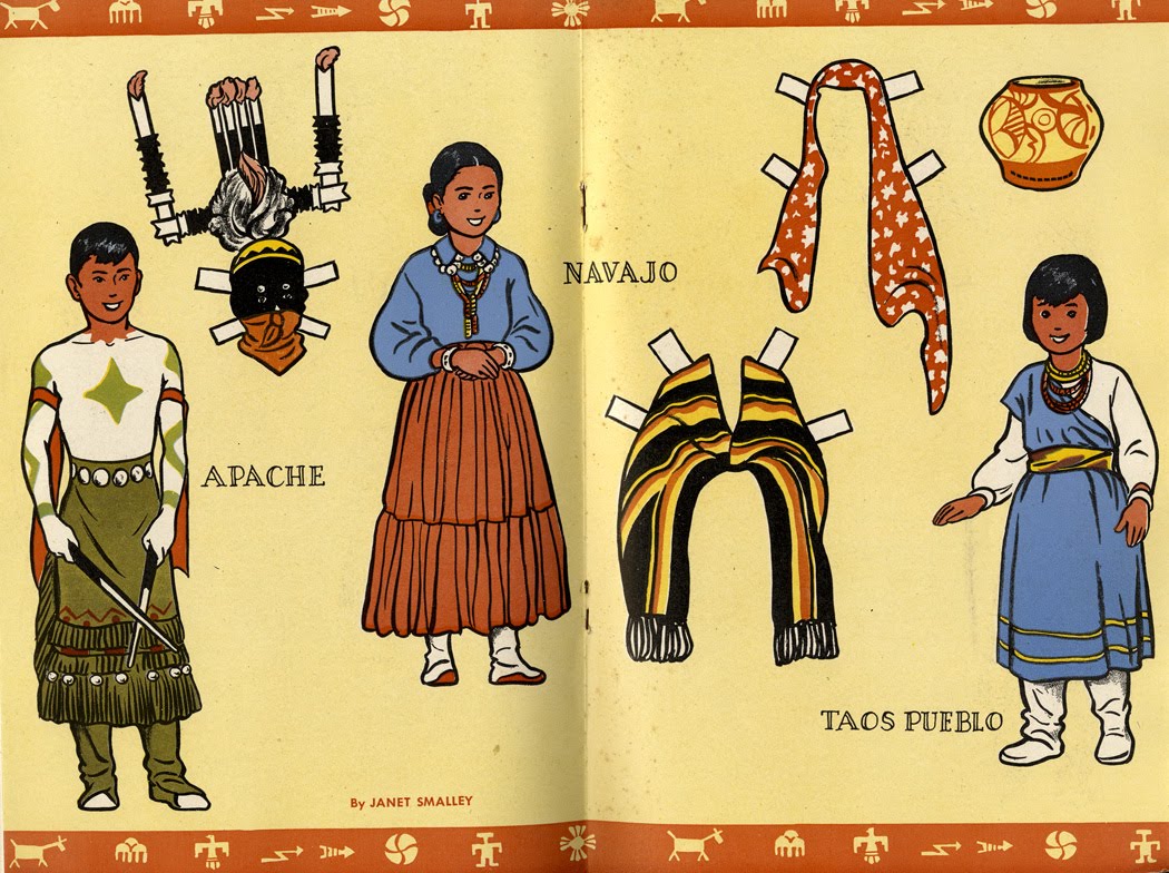 Janet Smalley, Southwest American Indian paper dolls, Jack and Jill Magazine, August 1950