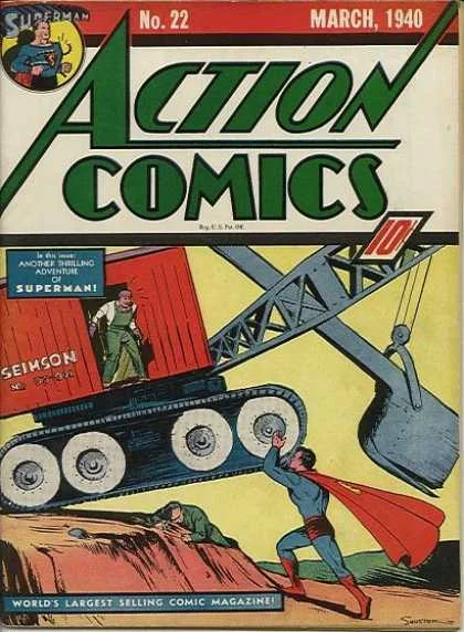 Joe Shuster, cover illustration, Action Comics #22, March 1940