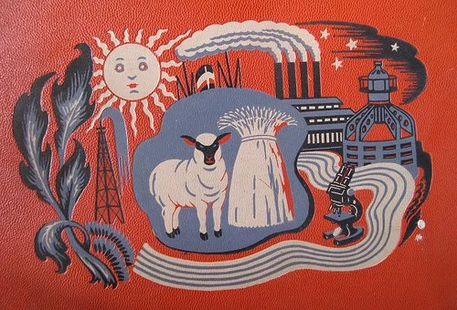 Milo Winter (speculative), cover design for Childcraft Books Volume 14, Science and Industry, Field Enterprises, 1949