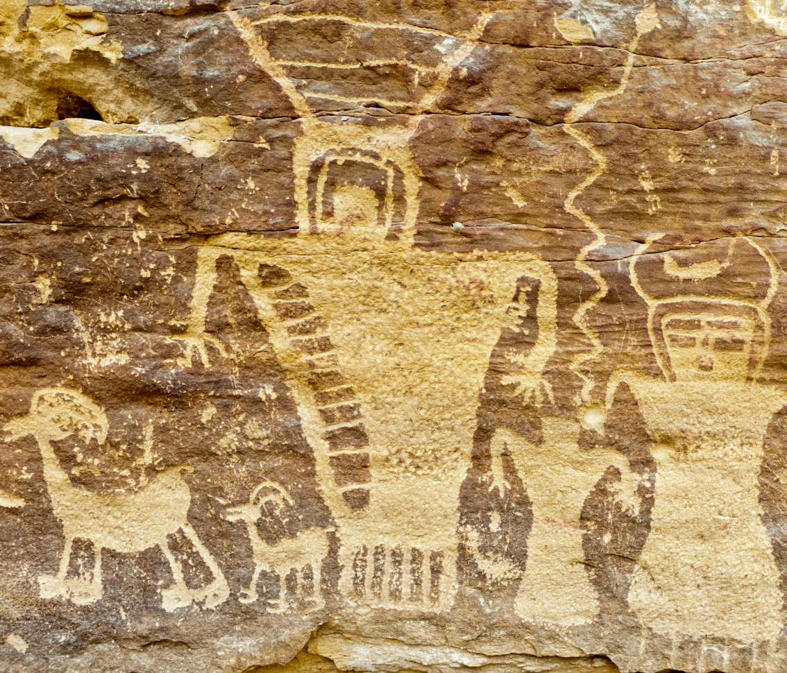 Petroglyph Group, Fremont culture, Nine Mile Canyon, Utah. Circa 700 to 1300 CE. Photo by Stan Strembicki.