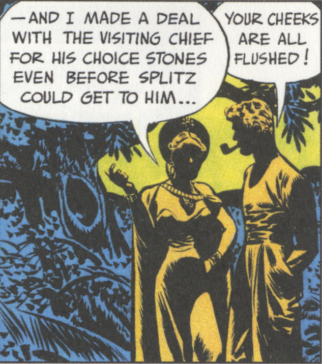 Or people among trees. Milton Caniff, the Steve Canyon Sunday strip published on October 14, 1947.