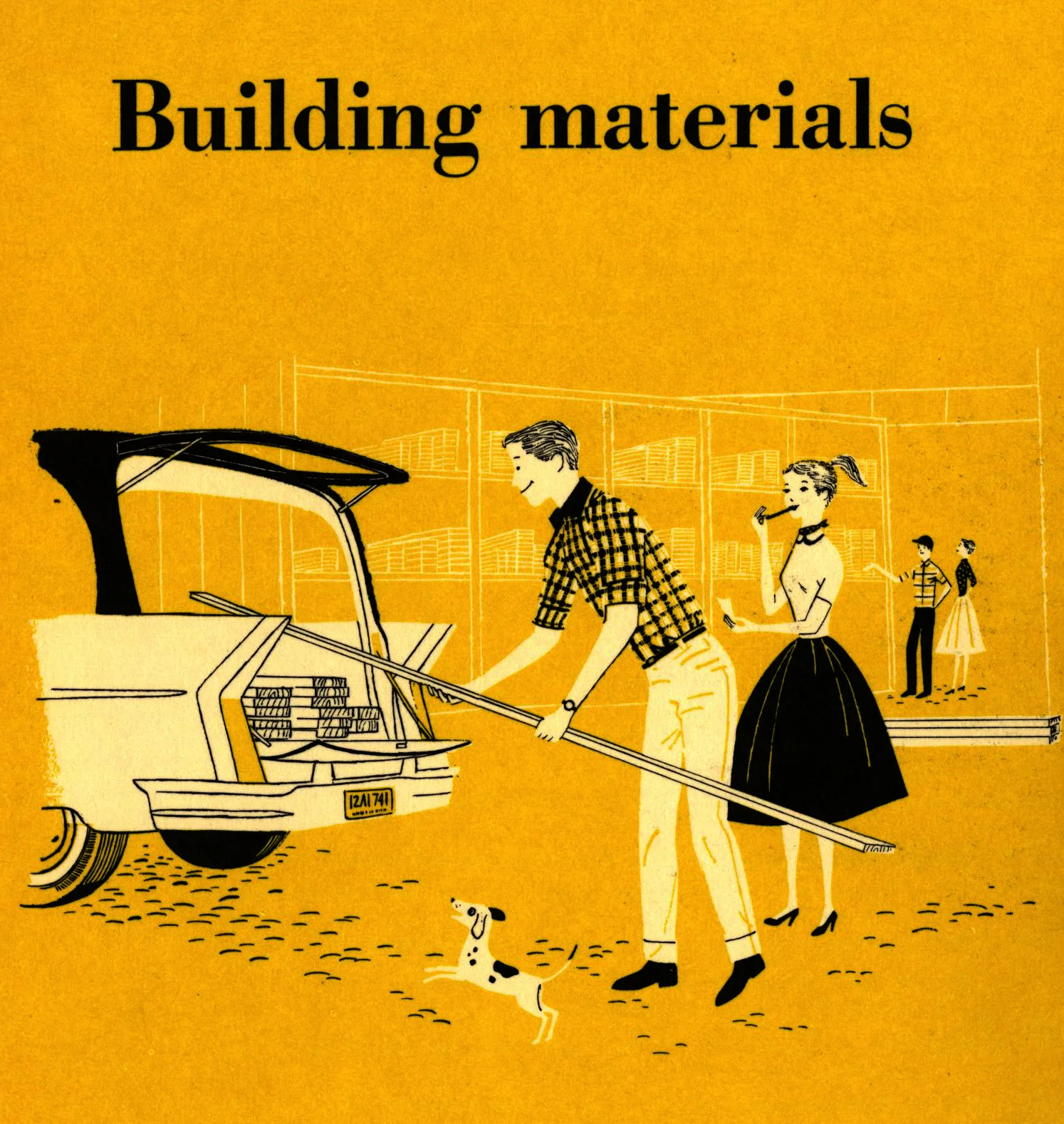 Lorraine Fox (uncredited) Building Materials , section divider illustration, BH & G Handyman's Book , 1957.