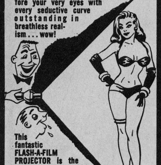 Slathering idiots with burlesque girl onscreen, detail, advertisements in Gala .