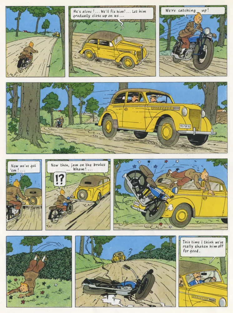 Hergé, page design from King Ottokar's Sceptre. 