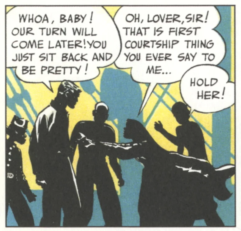 Caniff, detail of 8/1/48 Steve Canyon Sunday strip. Panel. 