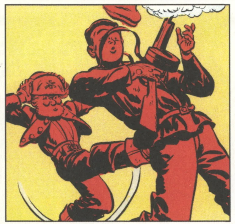 Caniff, detail of 8/1/48 Steve Canyon Sunday strip. Panel. 