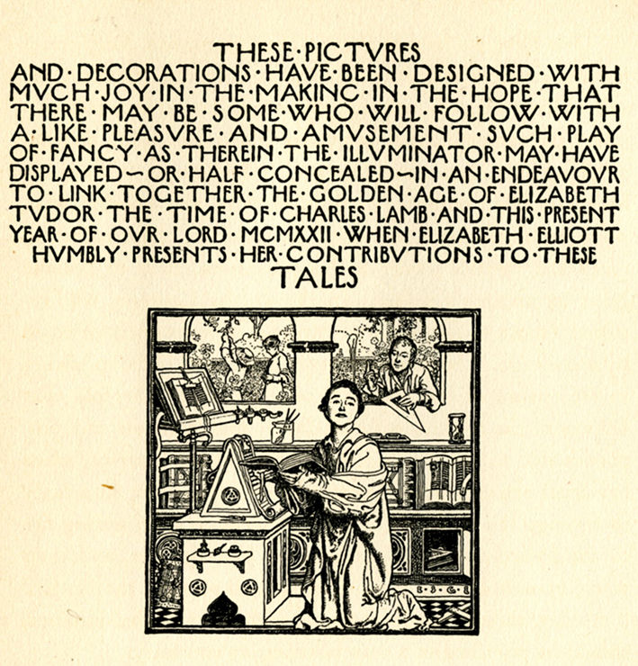 Elizabeth Shippen Green, illustrator's note with self-portrait in Tales From Shakespeare . I find this is quite charming.