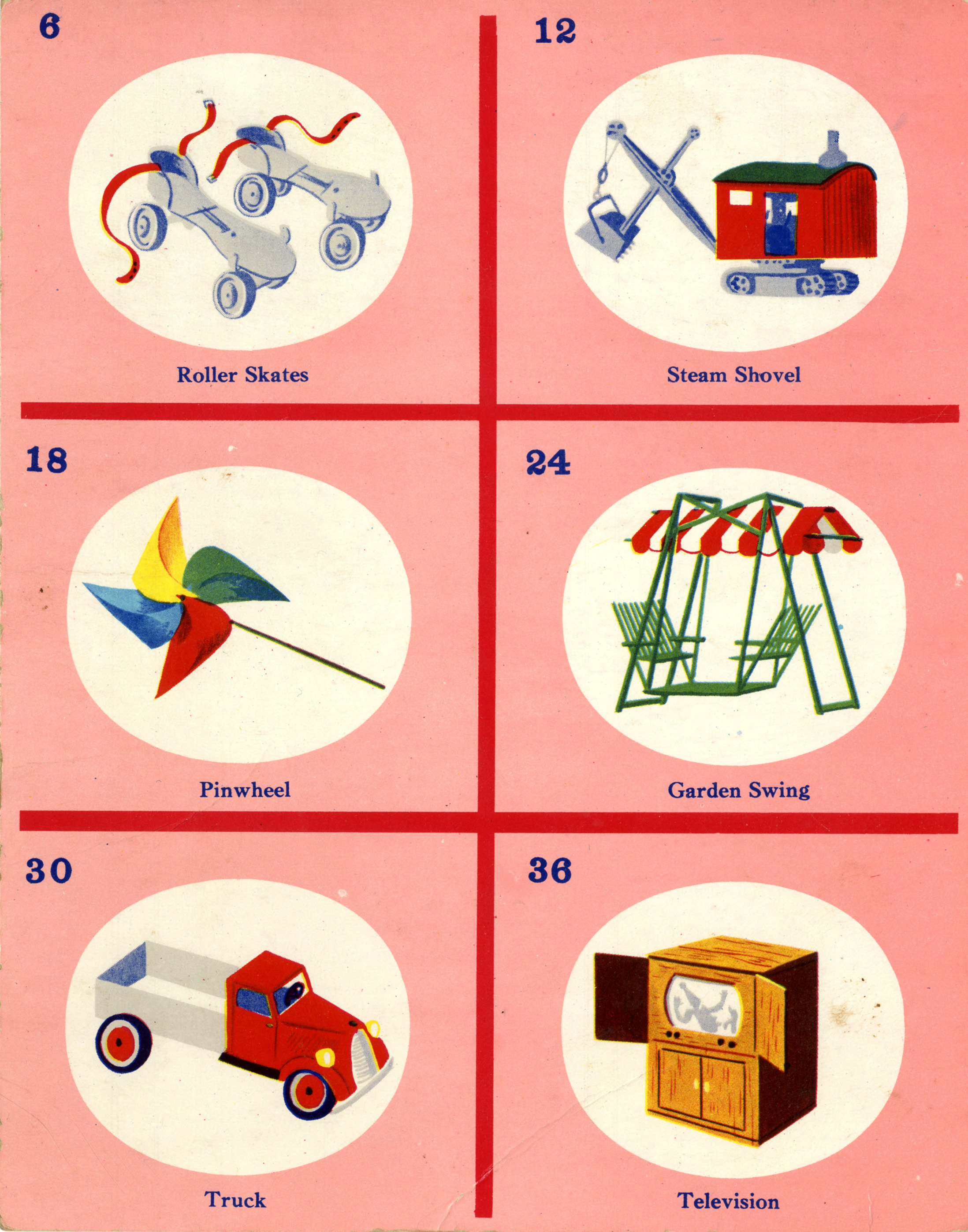 C. Clement, Picture Lotto Card for Samuel Gabriel and Sons Company, circa 1950. 