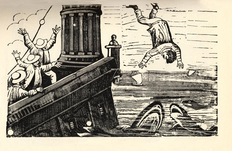 José Guadalupe Posada, Shark Attack . Wood engraving, circa 1900. 
