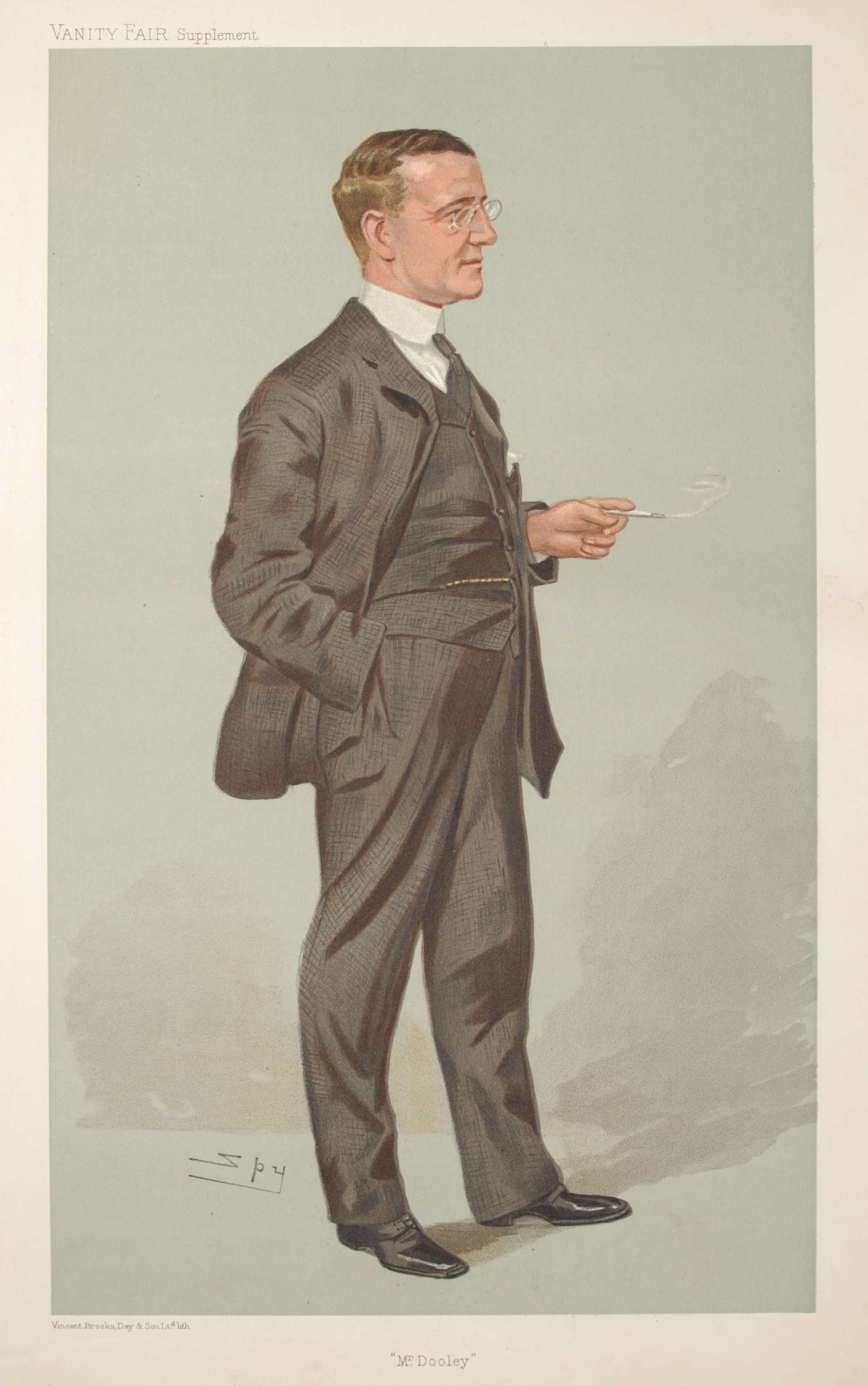Sir Leslie Matthew Ward (pen name "Spy") Caricature of Finley Peter Dunne in Vanity Fair, July 27, 1905.