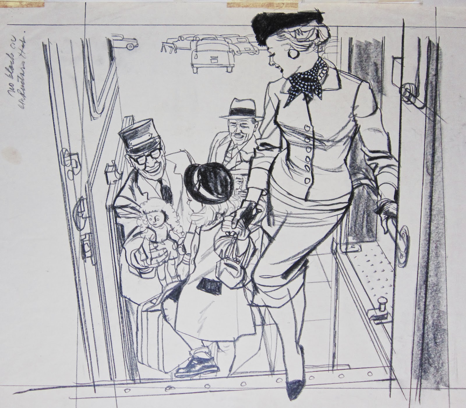 Austin Briggs, Sketch for New York Railroads Advertisement , circa 1955. Reproduced in Stick Figures . 