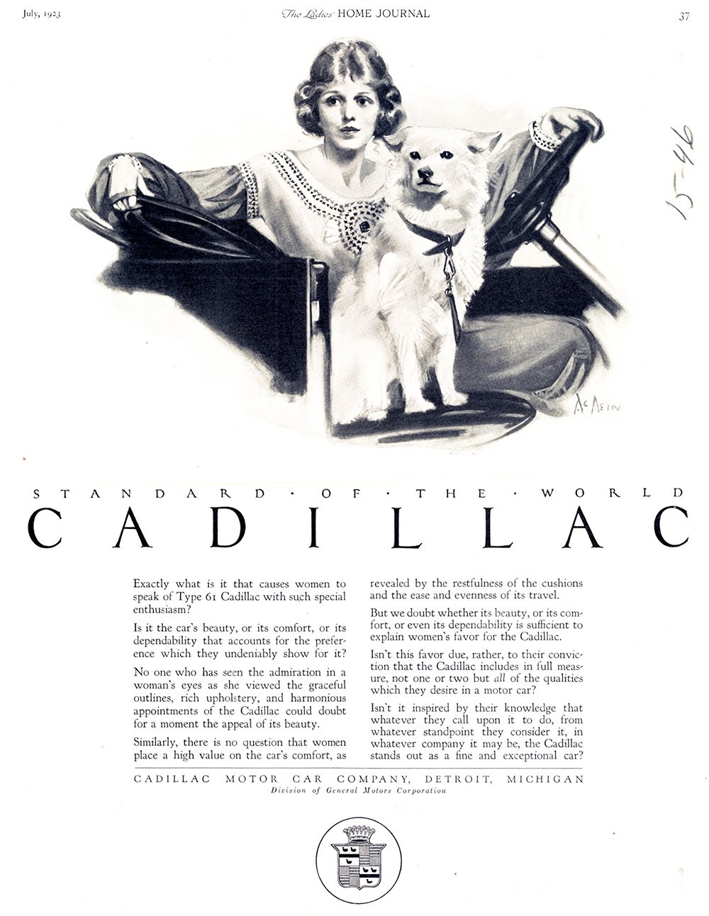 Neysa McMein, Print ad for Cadillac. The Ladies Home Journal . July 1923.