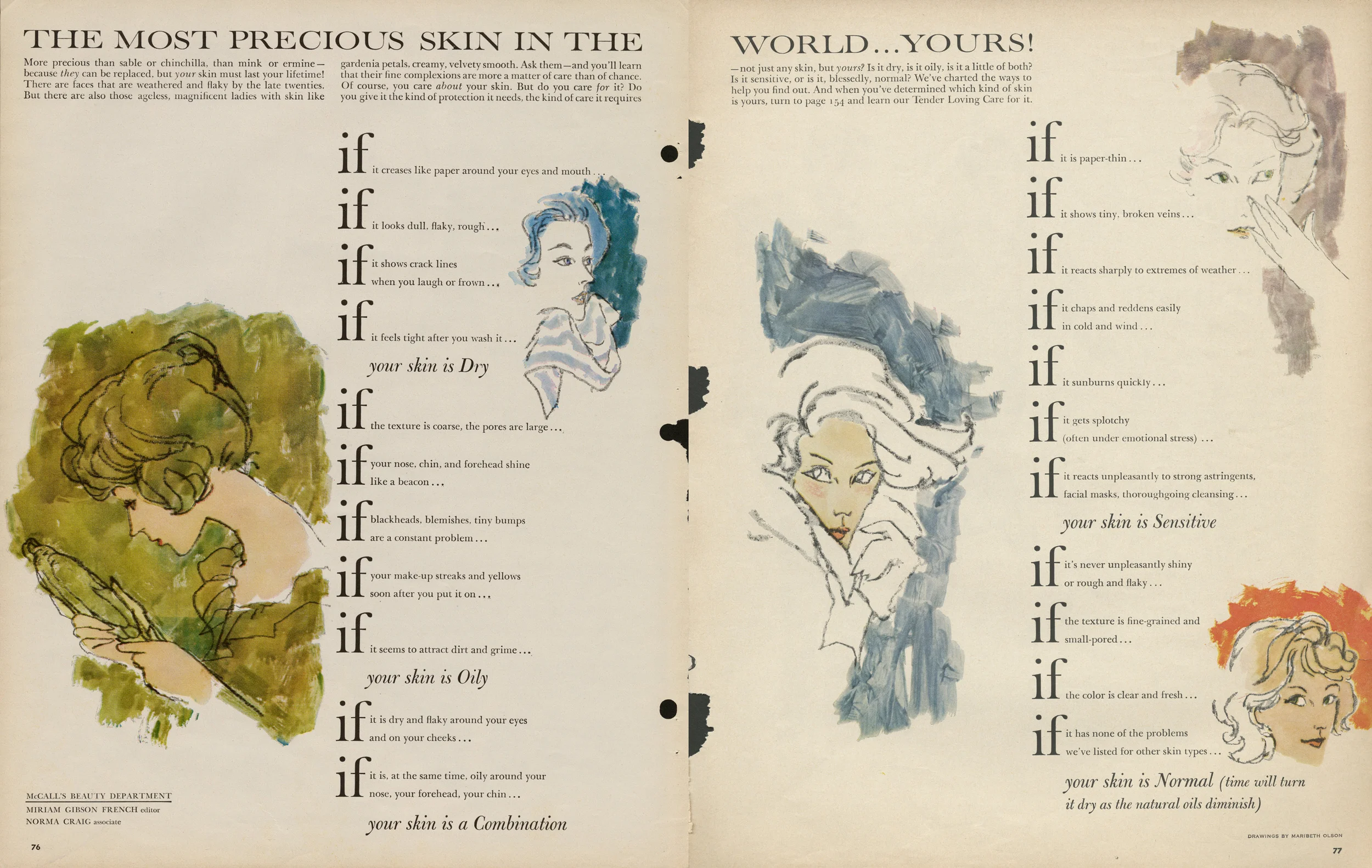 Maribeth Olson, "McCall's Beauty Department: The Most Precious Skin in the World...Yours!". McCall's Magazine .