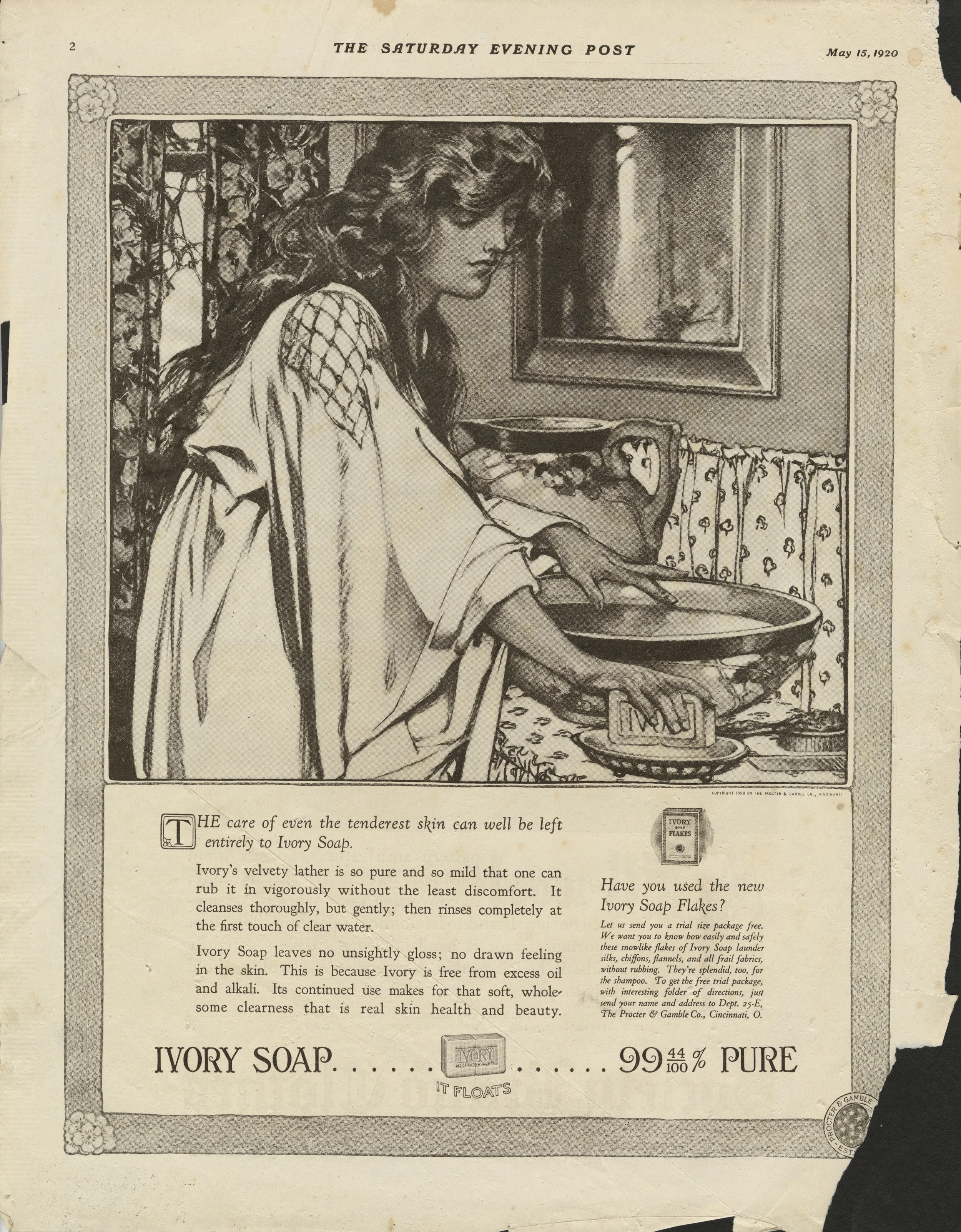 Clara Elsene Peck, Ivory Soap print advertisement. The Saturday Evening Post. May 15, 1920.