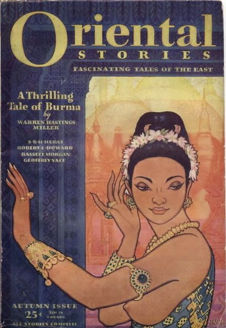 Lucille Webster Hollings, A Thrilling Tale of Burma , cover illustration for Oriental Stories: Fascinating Tales of the East . Autumn 1931. I am breaking my own rule, and including an image not in the Reed Archive or my own library. This image appears in a blog post by Terence Hanley devoted to Lucille Holling at Tellers of Weird Tales. 