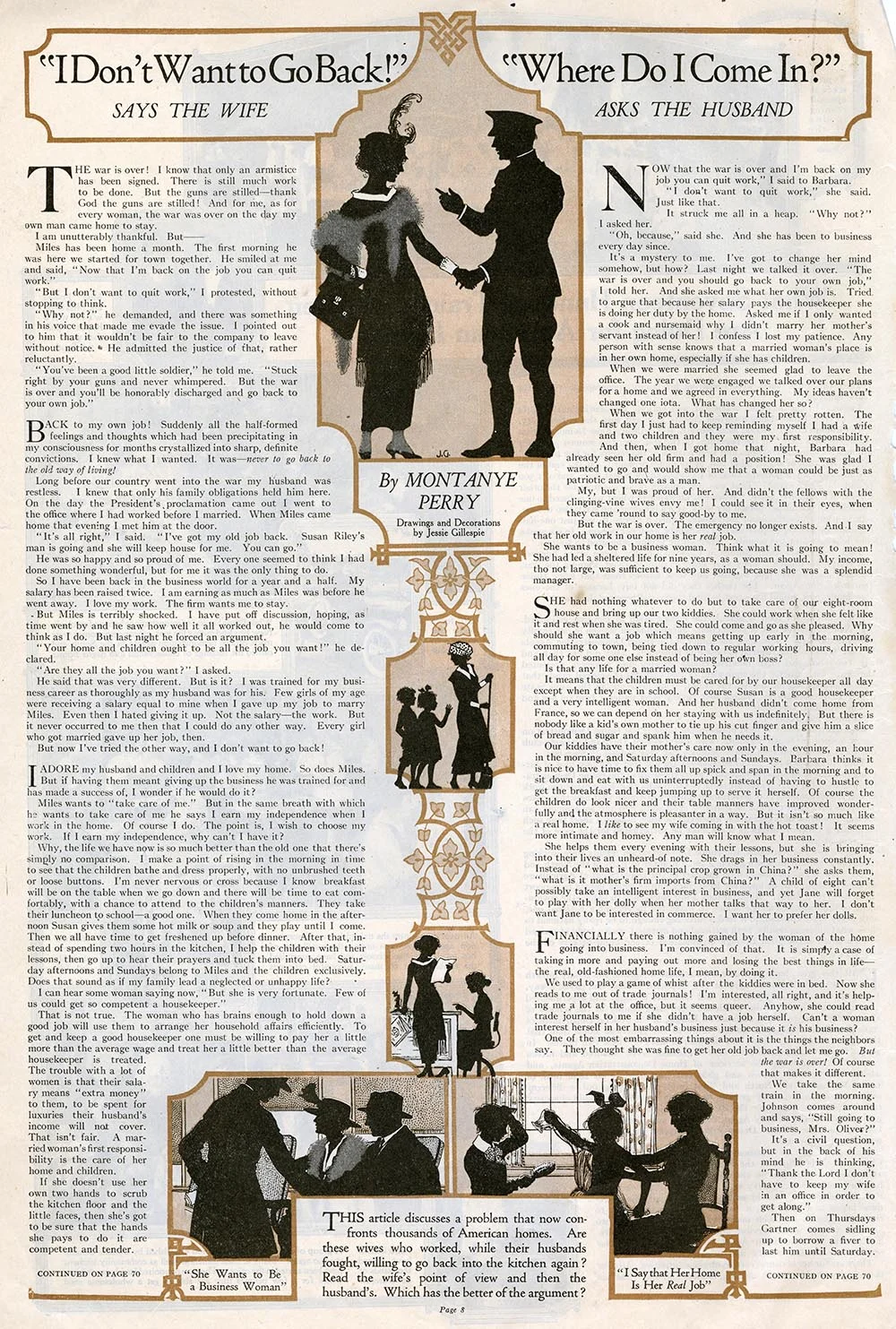 Jessie Gillespie, accompanying illustrations for an article.